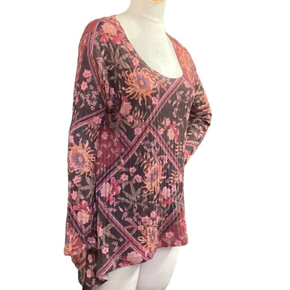 Soft Surroundings Ribbed Knit Floral Swing Tunic Top Sz PM 112E - Picture 3 of 8